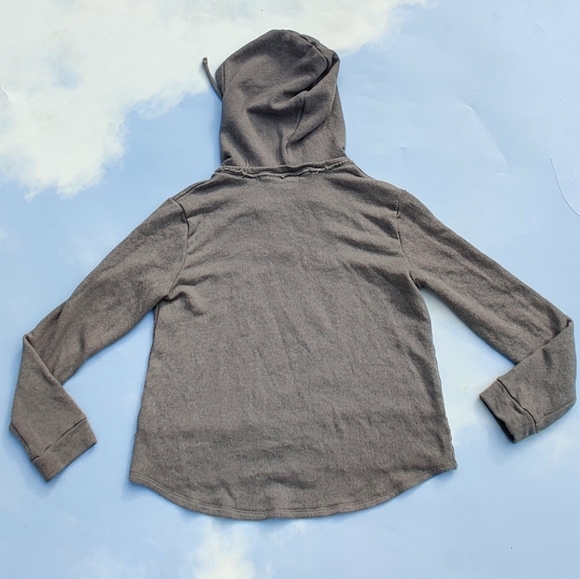 Crochet Pullover Hoodie, Grey Sweatshirt Hoodie Hippie Boho Hoodie - Picture 4 of 4